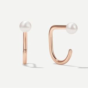 New Ardant Stay Close Pearl Hoops Earrings Rose Gold